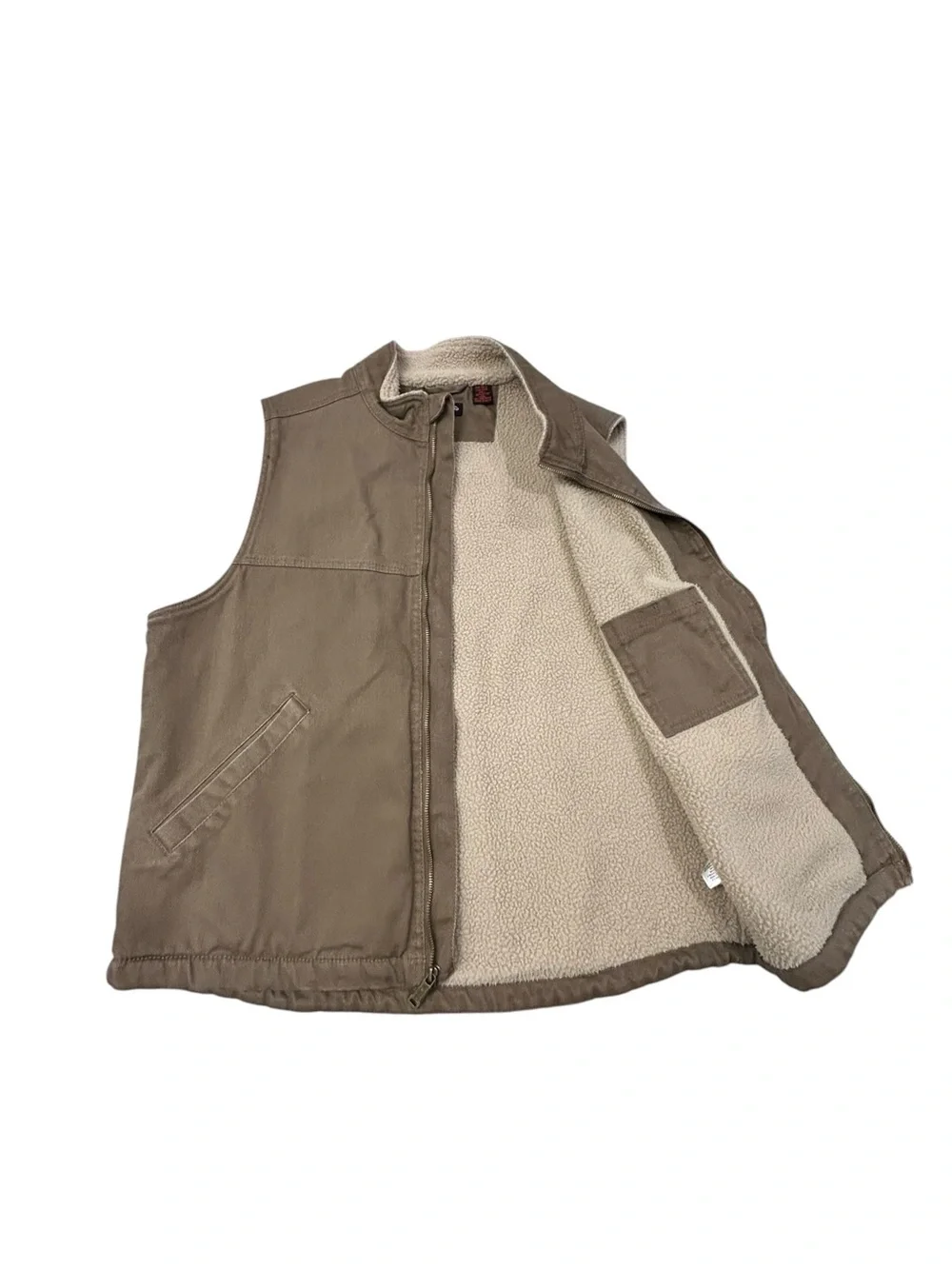 Wolverine Vest Brown Canvas Sherpa Lined Zip Front L Casual Gorpcore Work